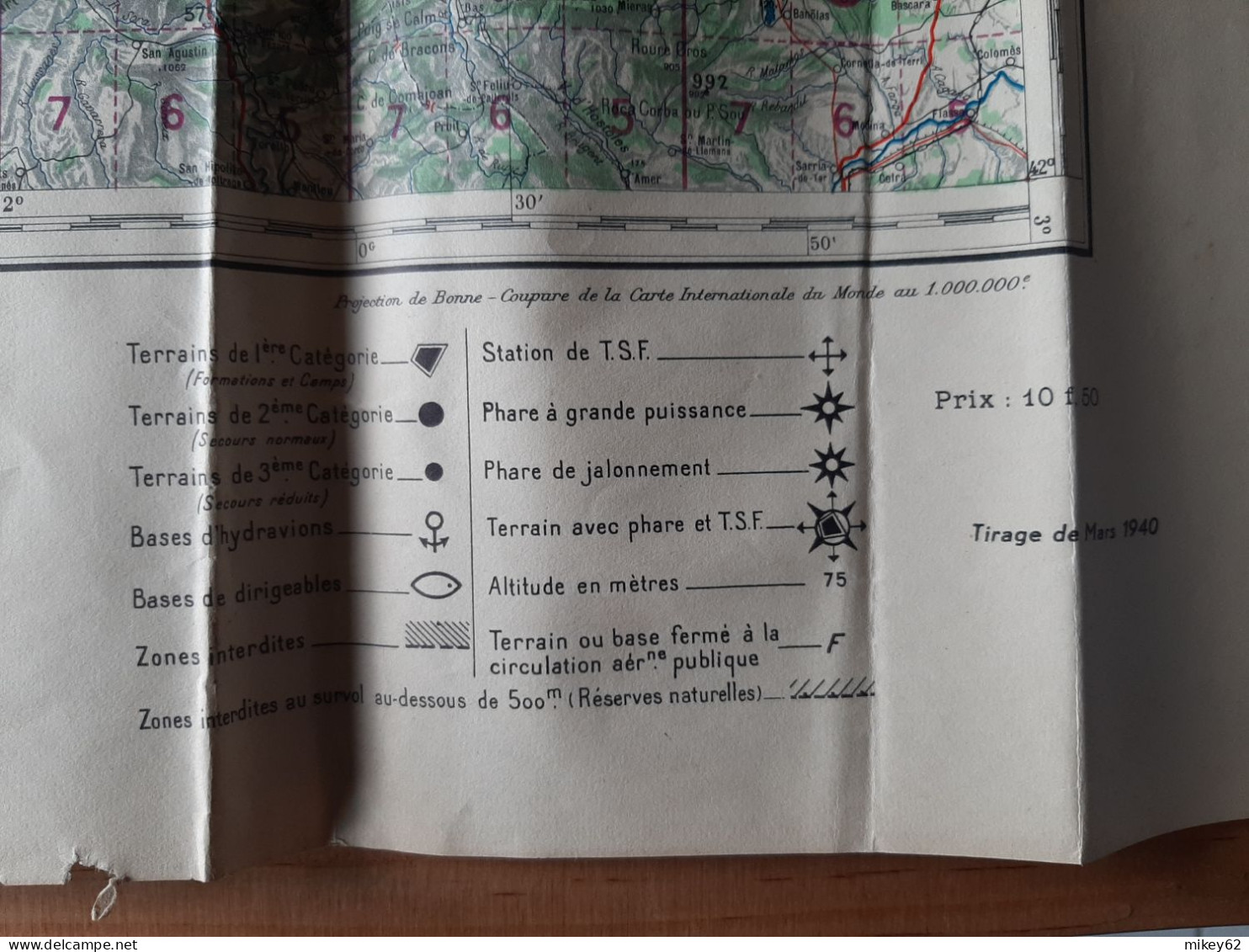 Carte Militaire Type Aviation Toulouse Tirage Mars 1940 - Topographische Karten