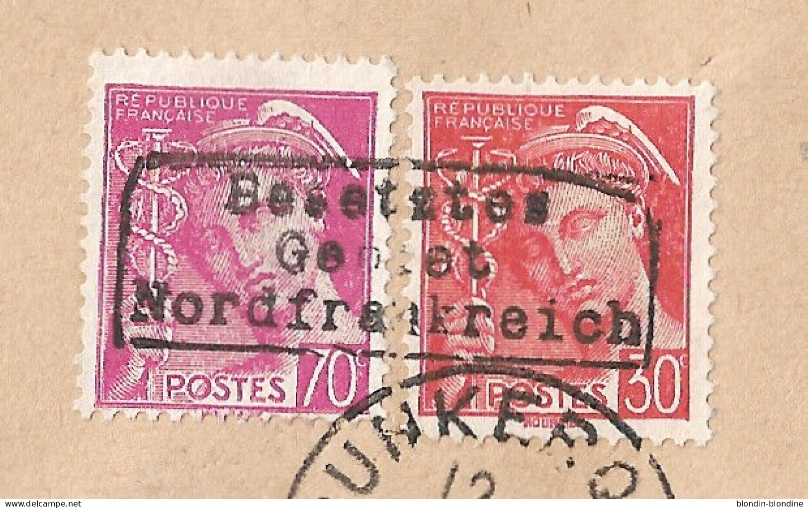 TIMBRES DE GUERRE : LETTRE DE DUNKERQUE POUR GHYVELDE... 11 JUILLET 1940...TB - Guerre (timbres De)