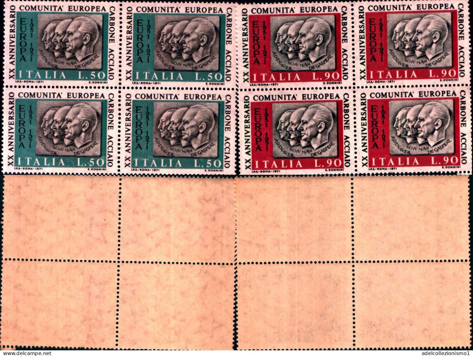 17276A) lotto quartine italiane mnh**  anno 1970