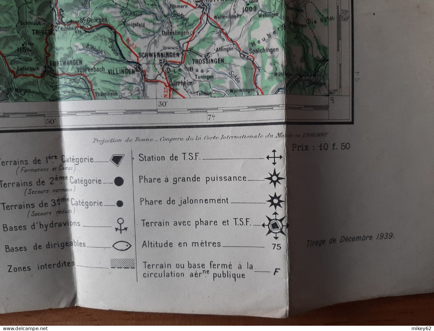 Carte Militaire Type Aviation Strasbourg Tirage Decembre 1939 - Topographische Kaarten