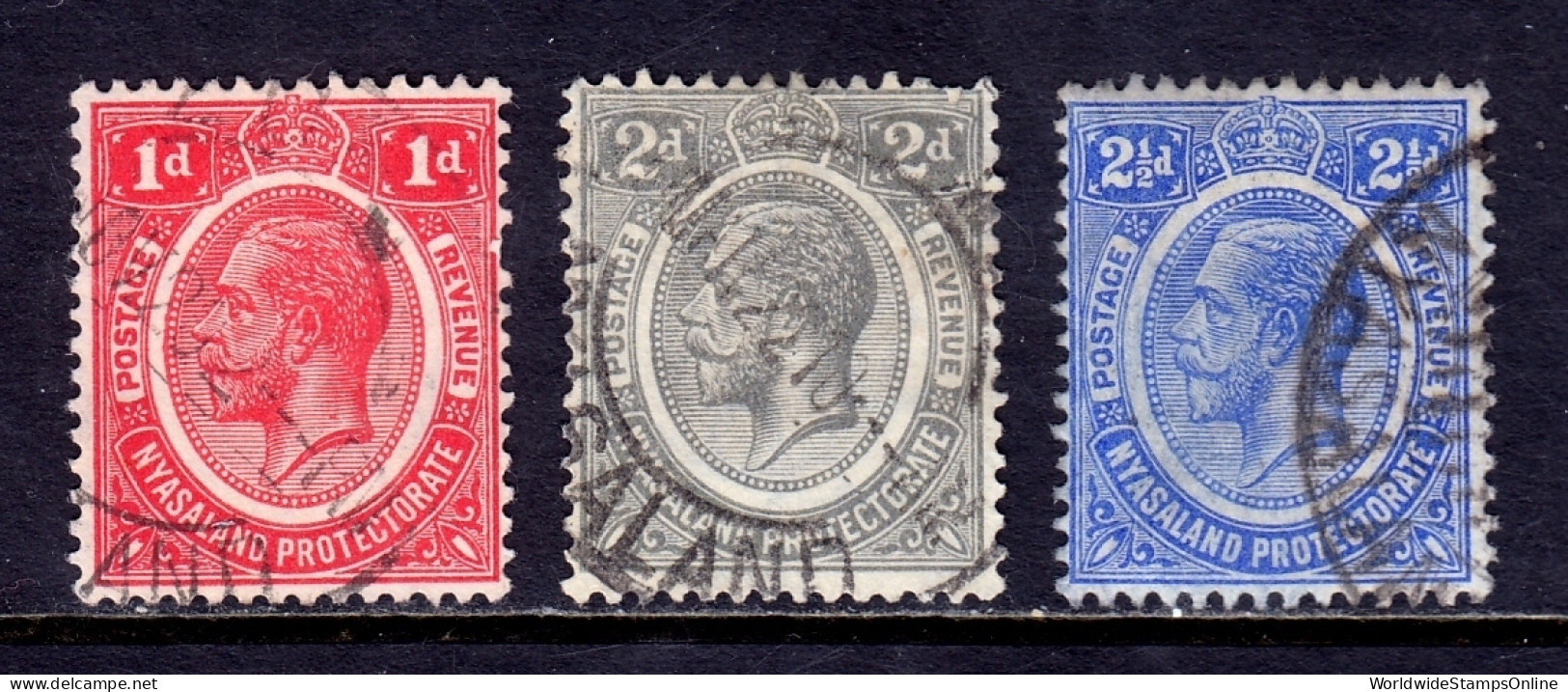 Nyasaland - Scott #13, 14, 15 - Used - #15 Appears CTO - SCV $9.50 - Nyasaland (1907-1953)