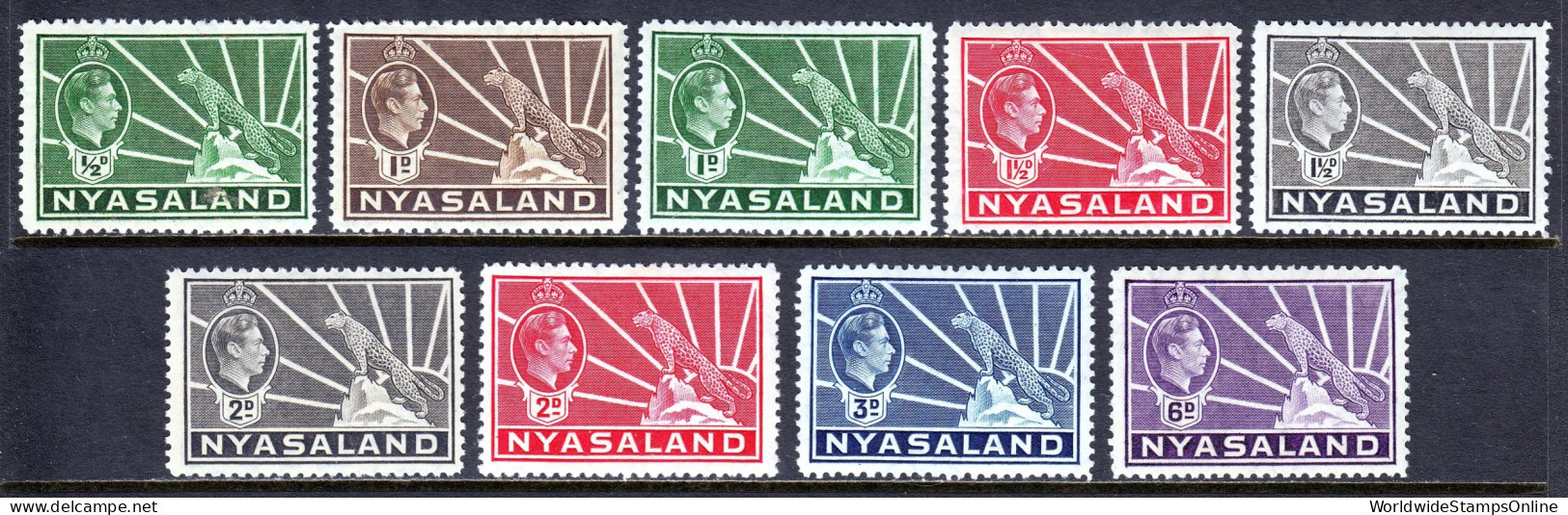 Nyasaland - Scott #54//60 - MH - Short Set, Minor Soiling On #54 - SCV $15 - Nyasaland (1907-1953)