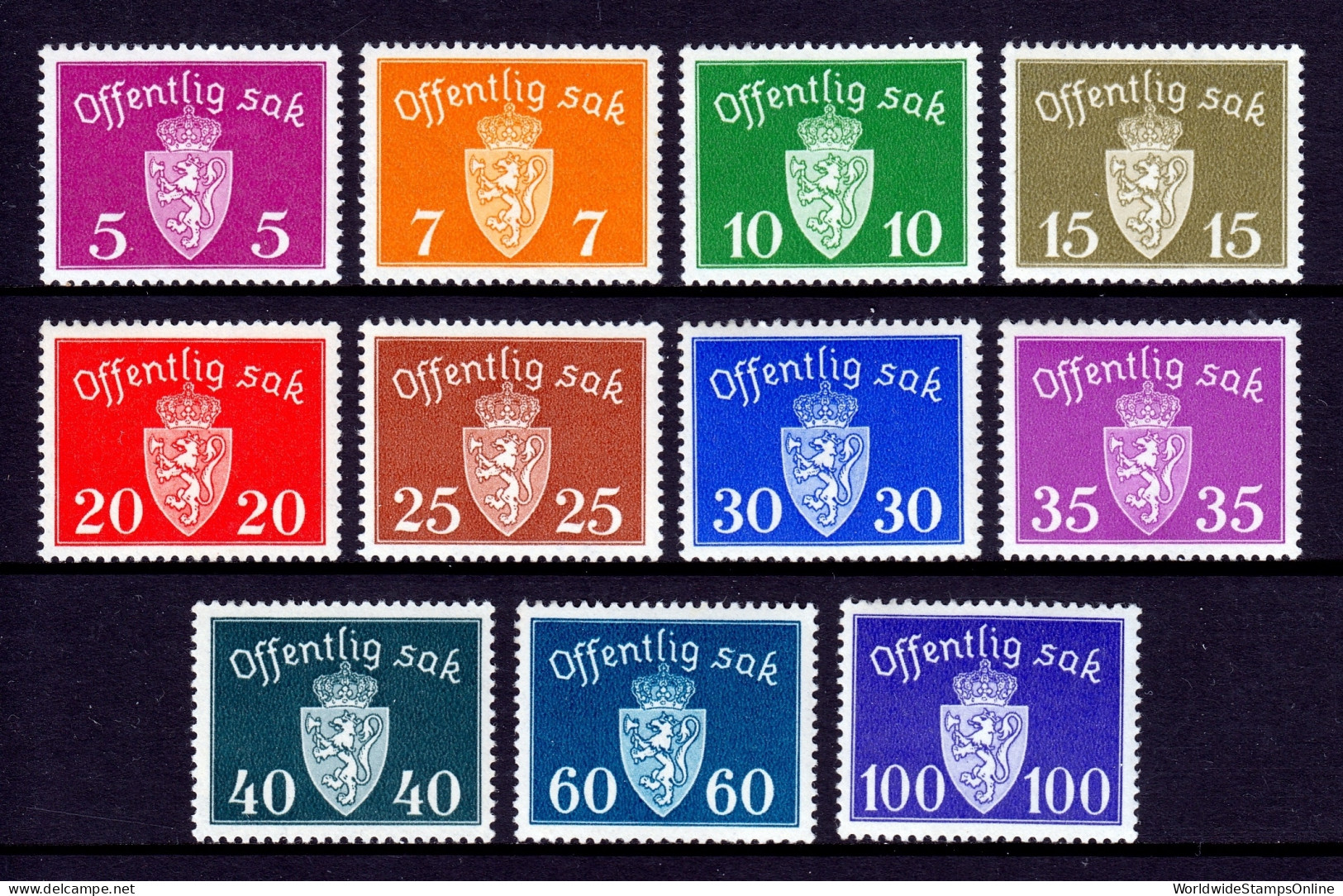 Norway - Scott #O22-O32 - MH - SCV $12 - Dienstzegels