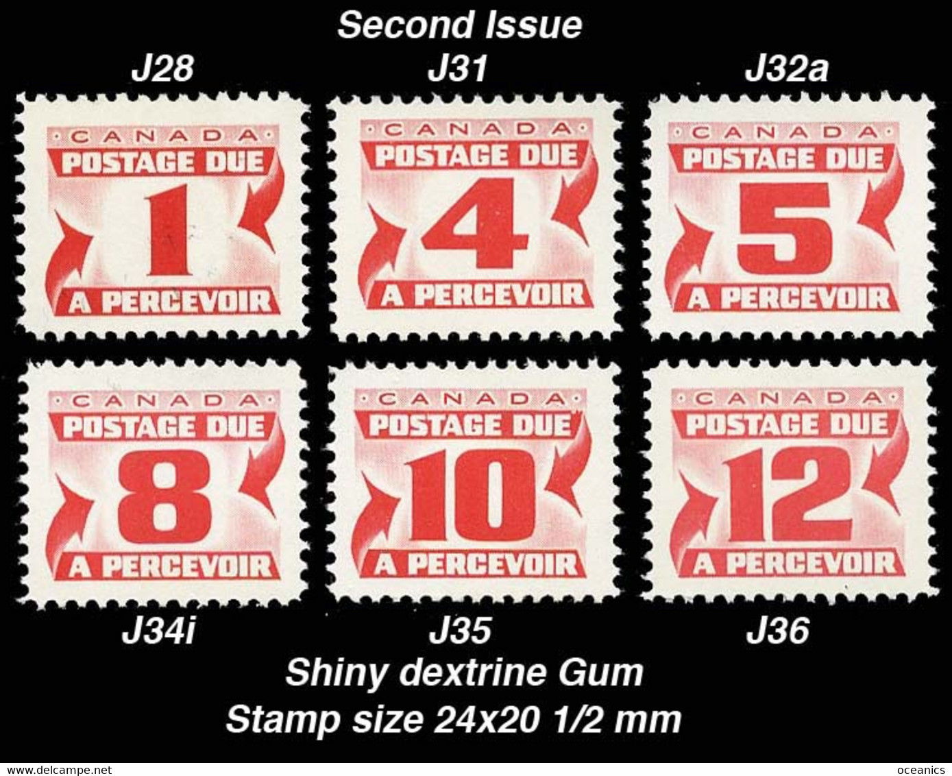 Canada (Scott No.J28-36 - Postage Due - [Second Issue]) [**] Shiny Gum (1967) - Segnatasse