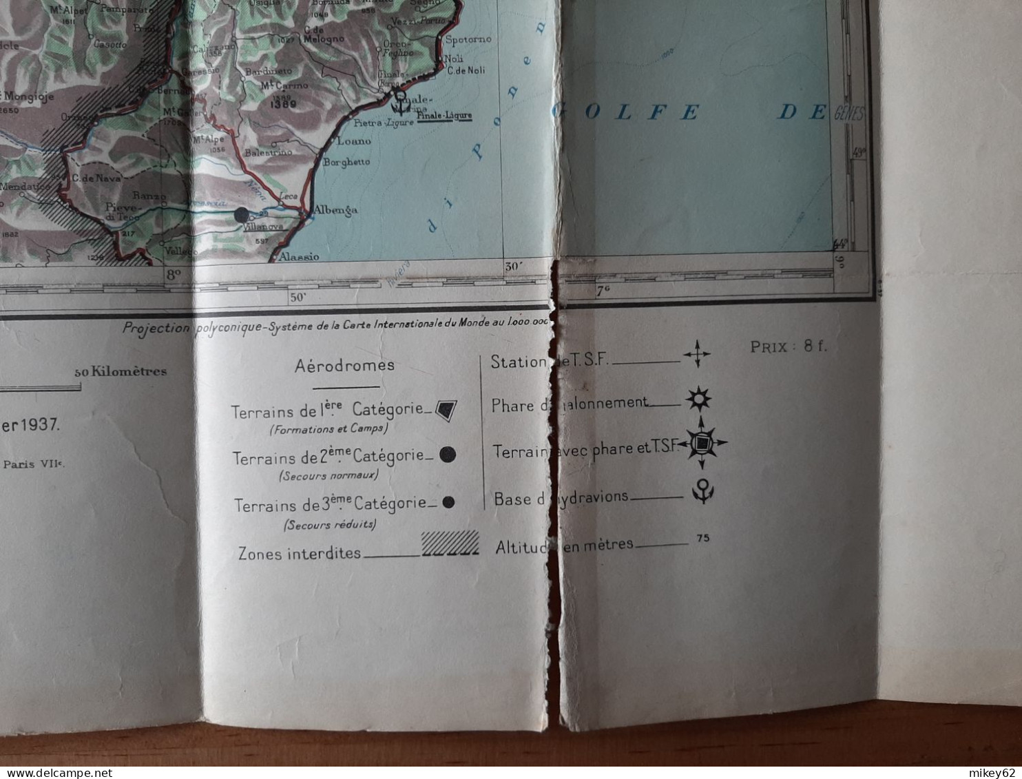 Carte Militaire Type Aviation Annecy Turin Tirage Janvier 1937 - Topographische Karten