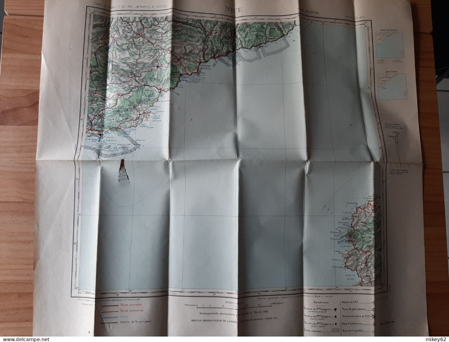 Carte Militaire Type Aviation Nice Tirage Mars 1940 - Topographical Maps