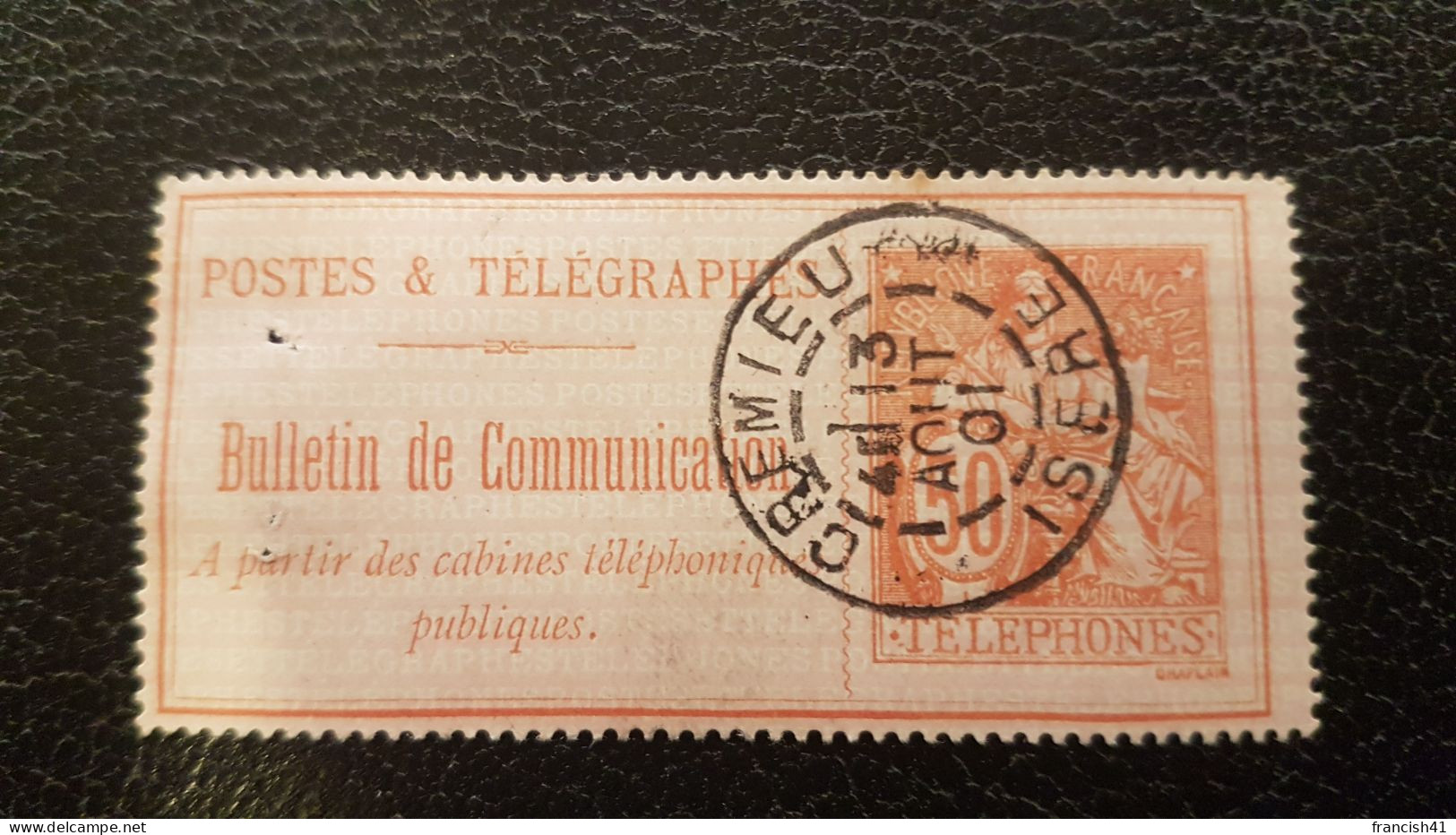France - TIMBRE TELEPHONE N° 18   50c Rouge Sur Rose Oblitéré - Télégraphes Et Téléphones