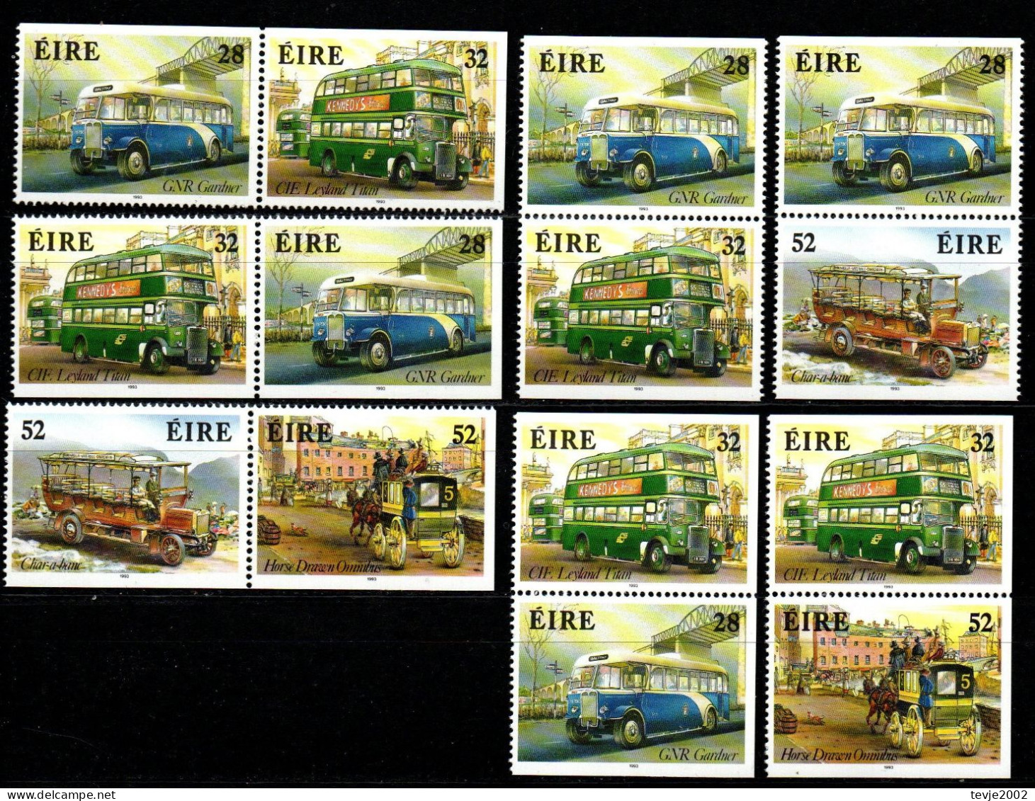 Irland 1993 - Mi.Nr. 835 - 838 D + E - Postfrisch MNH - Busse Buses - Ungebraucht