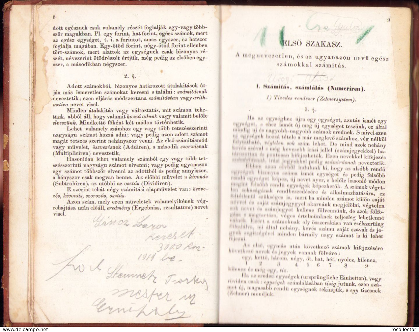 Számitástan (Arithmetica) Alsó Gymnasiumok Számára Irta Mocnik Ferencz, 1865, Pest 377SP - Libri Vecchi E Da Collezione