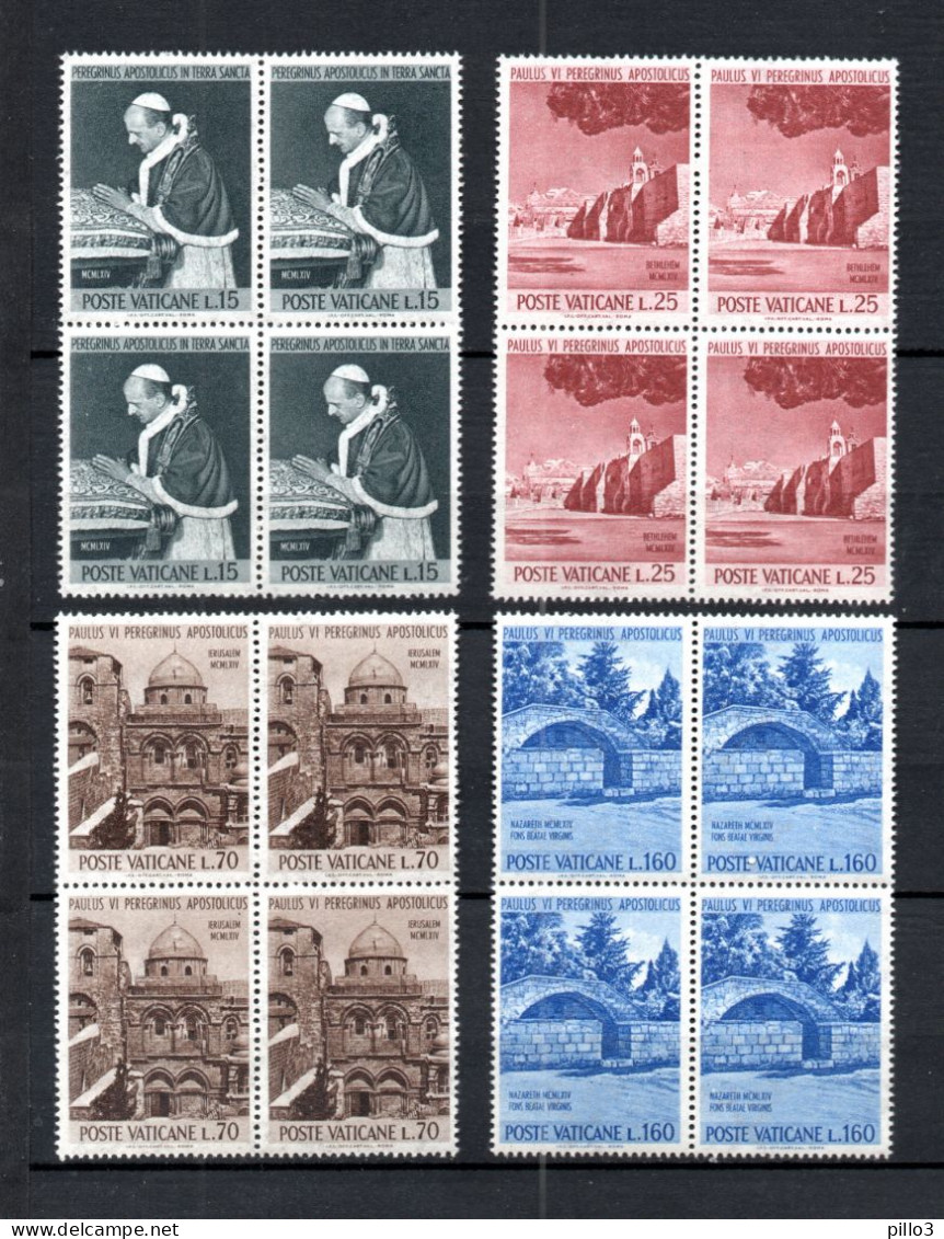 VATICANO :  Viaggio Di Paolo VI In Terra Santa  4 Val. In Quartina  MNH**  Del  4.01.1964 - Unused Stamps