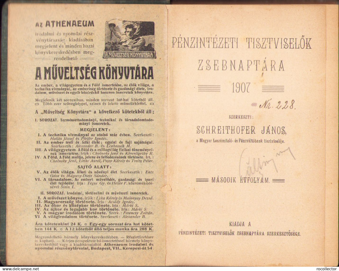 Pénzintézeti Tisztviselők Zsebnaptára 1907 356SP - Oude Boeken