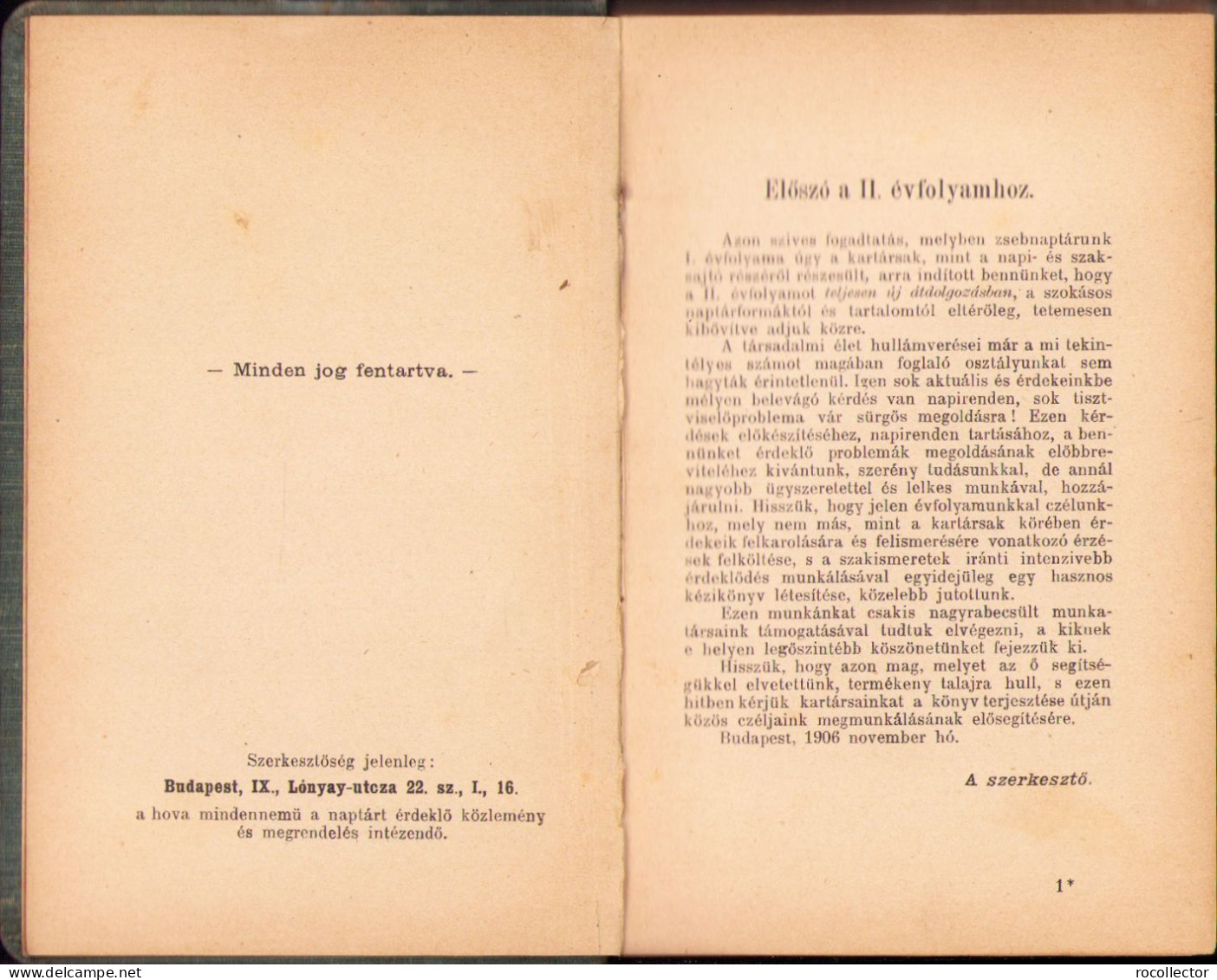 Pénzintézeti Tisztviselők Zsebnaptára 1907 356SP - Libri Vecchi E Da Collezione