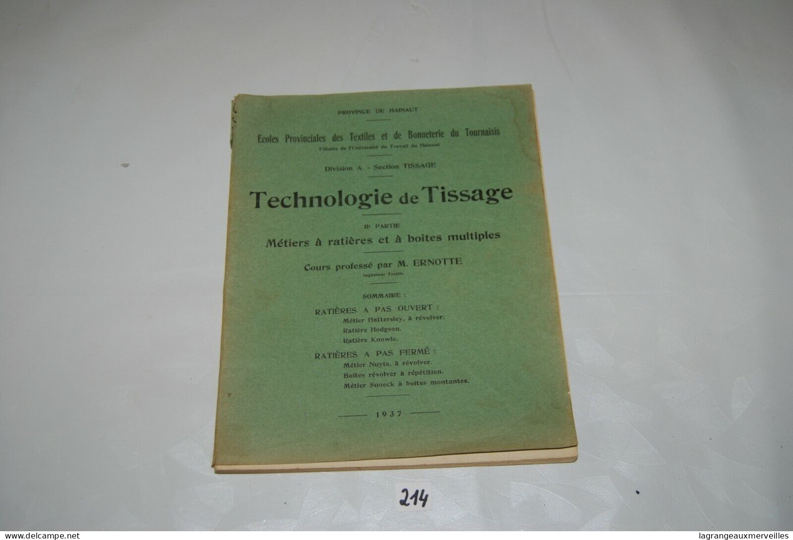 C214 Ouvrage Tournai - Bonneteries Et Tissages - 1937 - Bricolage / Técnico