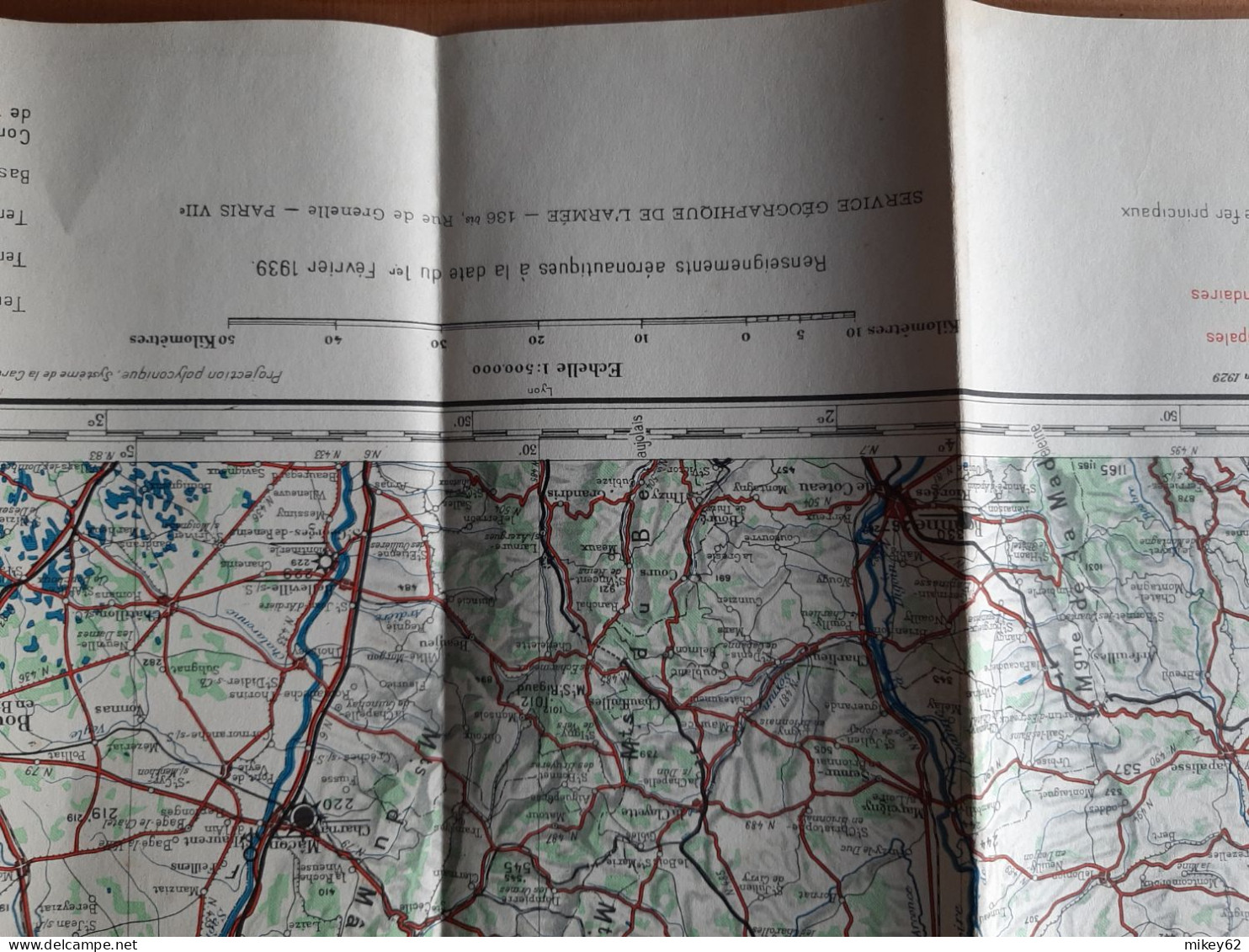 Carte Militaire Type Aviation Dijon Tirage Mars 1940 - Topographische Kaarten