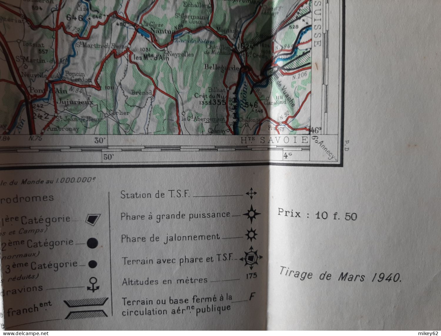 Carte Militaire Type Aviation Dijon Tirage Mars 1940 - Topographische Karten