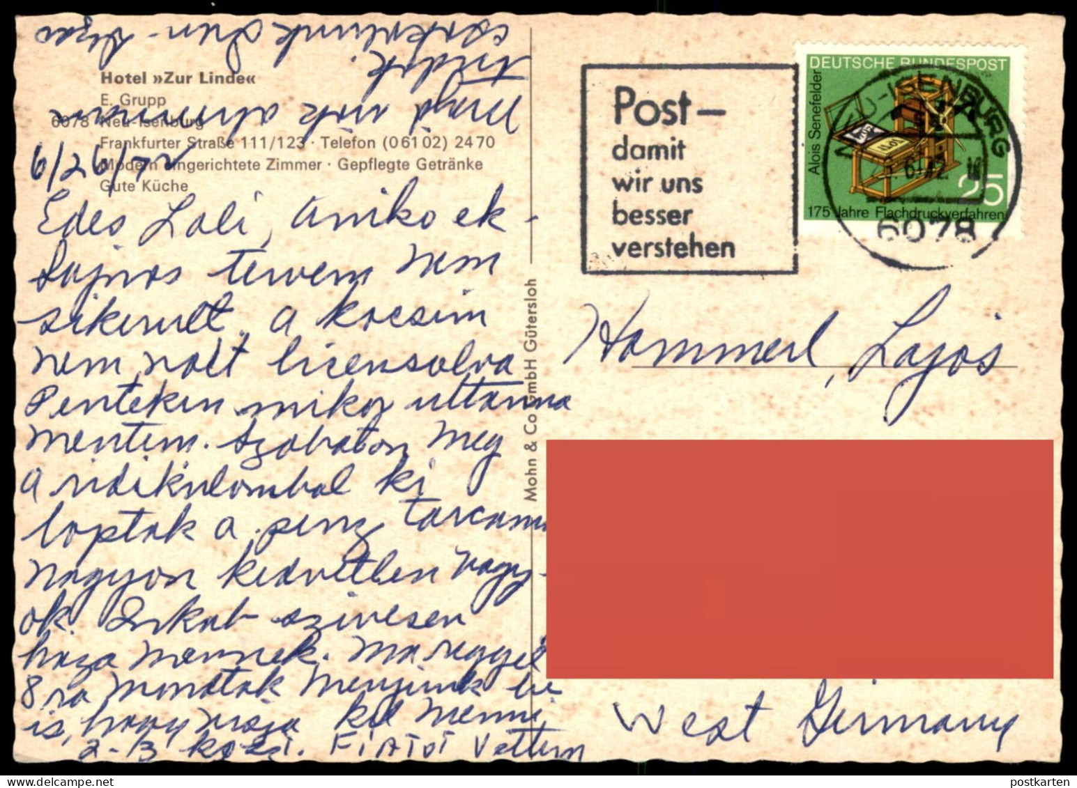 ÄLTERE POSTKARTE NEU-ISENBURG HOTEL ZUR LINDE E. GRUPP FRANKFURTER STRASSE REKLAME HAB HENNINGER BIER AK Cpa Postard - Neu-Isenburg