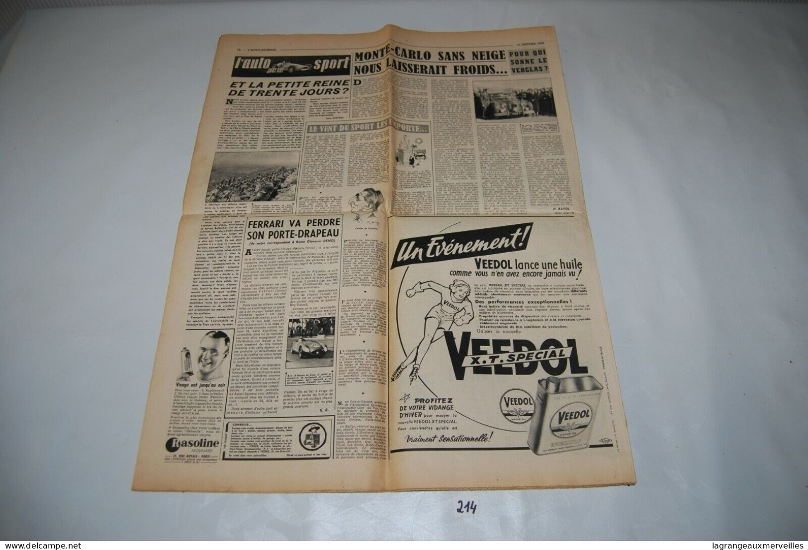 C214 Ancien Journal - L'auto Journal - 1954 Série Spéciale - 1950 à Nos Jours