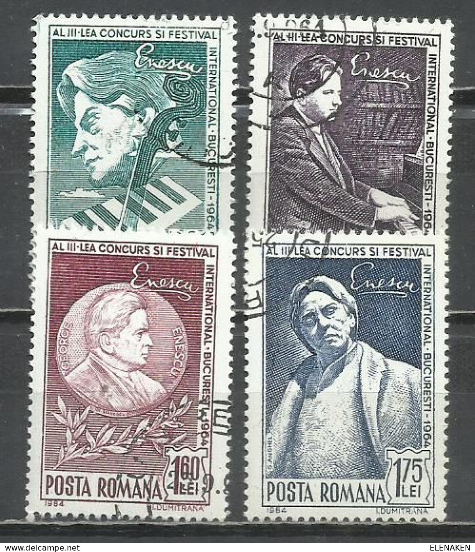 631-SERIE COMPLETA RUMANÍA 1964 Nº 2050/2053 MÚSICA - Used Stamps