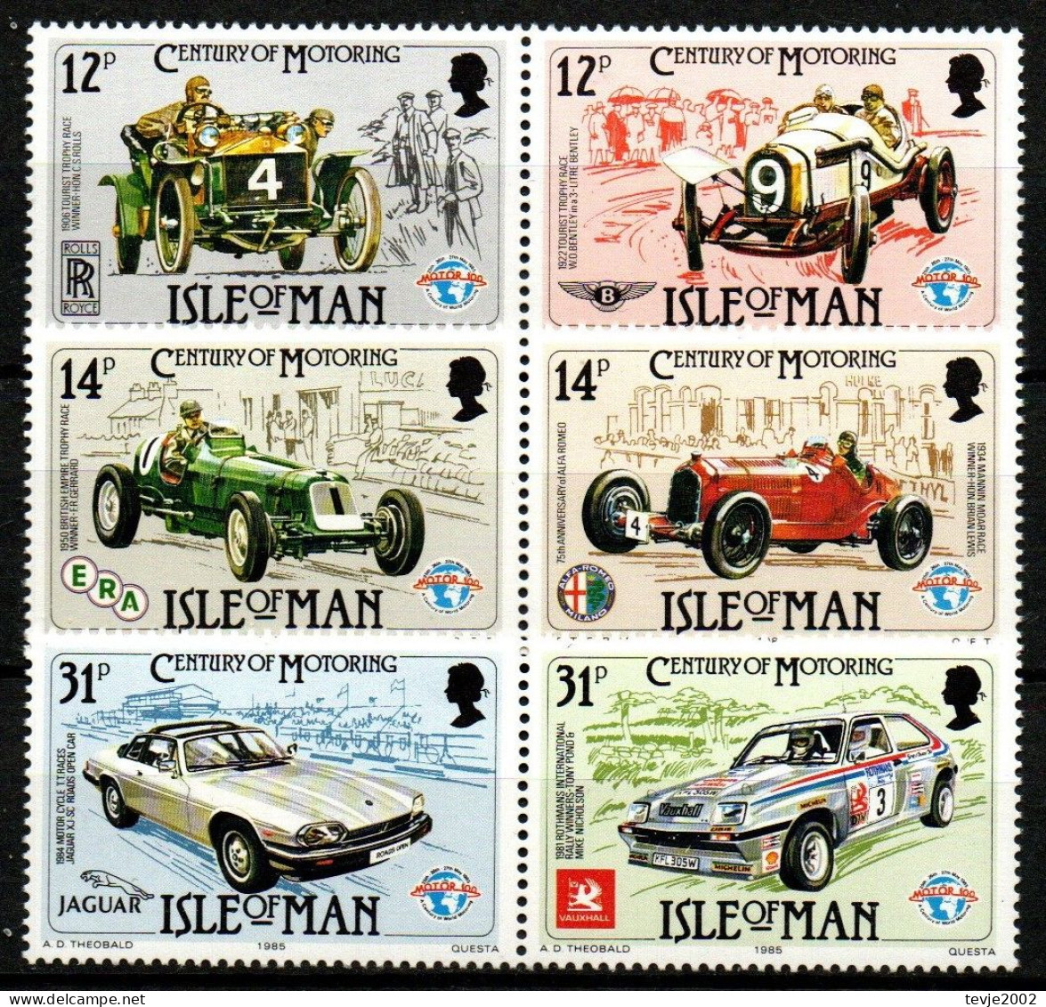 Isle Of Man 1985 - Mi.Nr. 282 - 284 - Postfrisch MNH - Motorsport - Cars