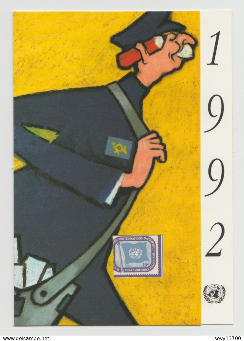 4 Cartes De Voeux ONU, United Nations, 1991 Clown, 1992 Facteur, 1994 Colombe De La Paix, 1995 - Storia Postale