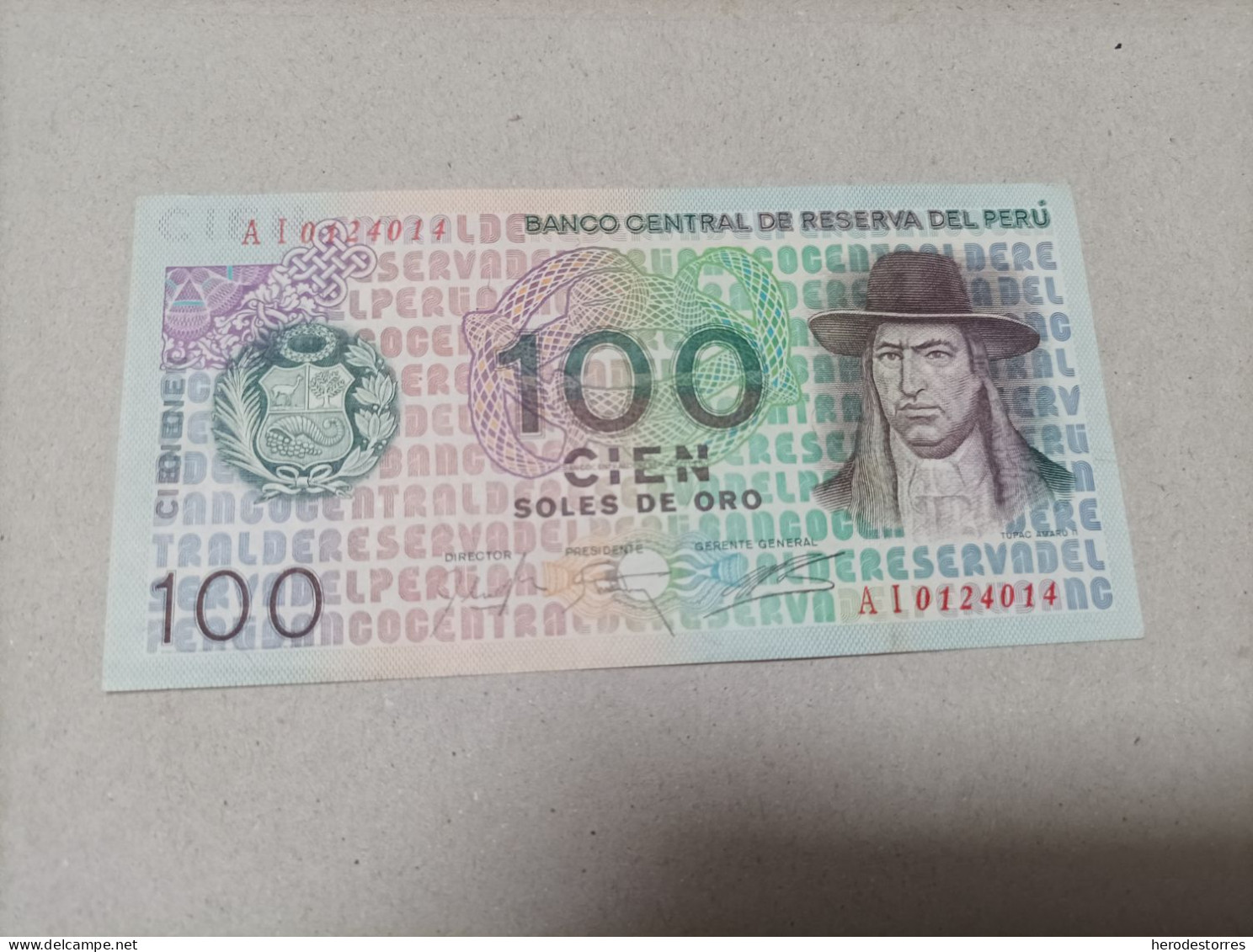 Billete Perú, 100 Soles, Año 1976, Serie A, UNC - Perù