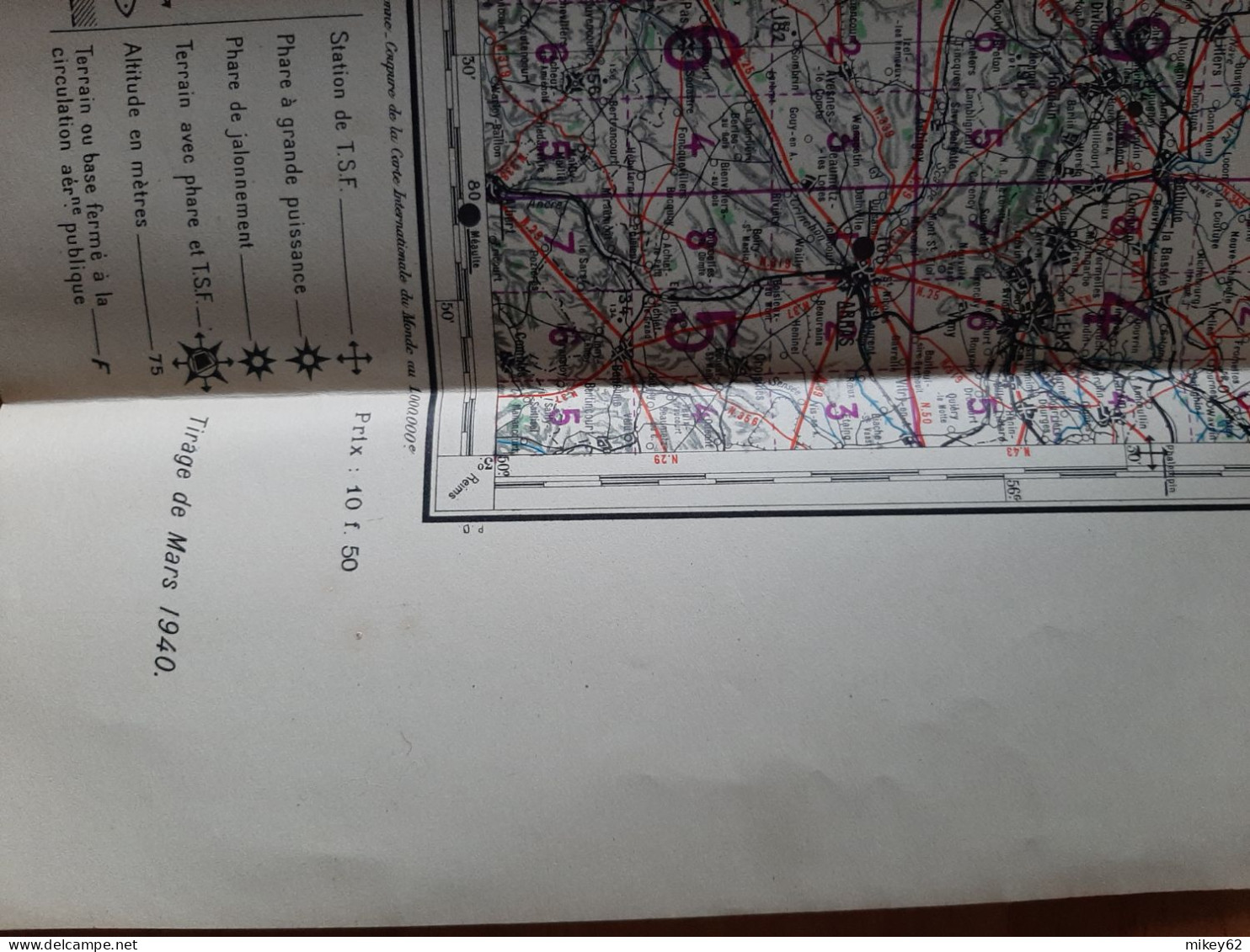 Carte Militaire Type Aviation Calais Tirage Mars 1940 - Topographische Karten