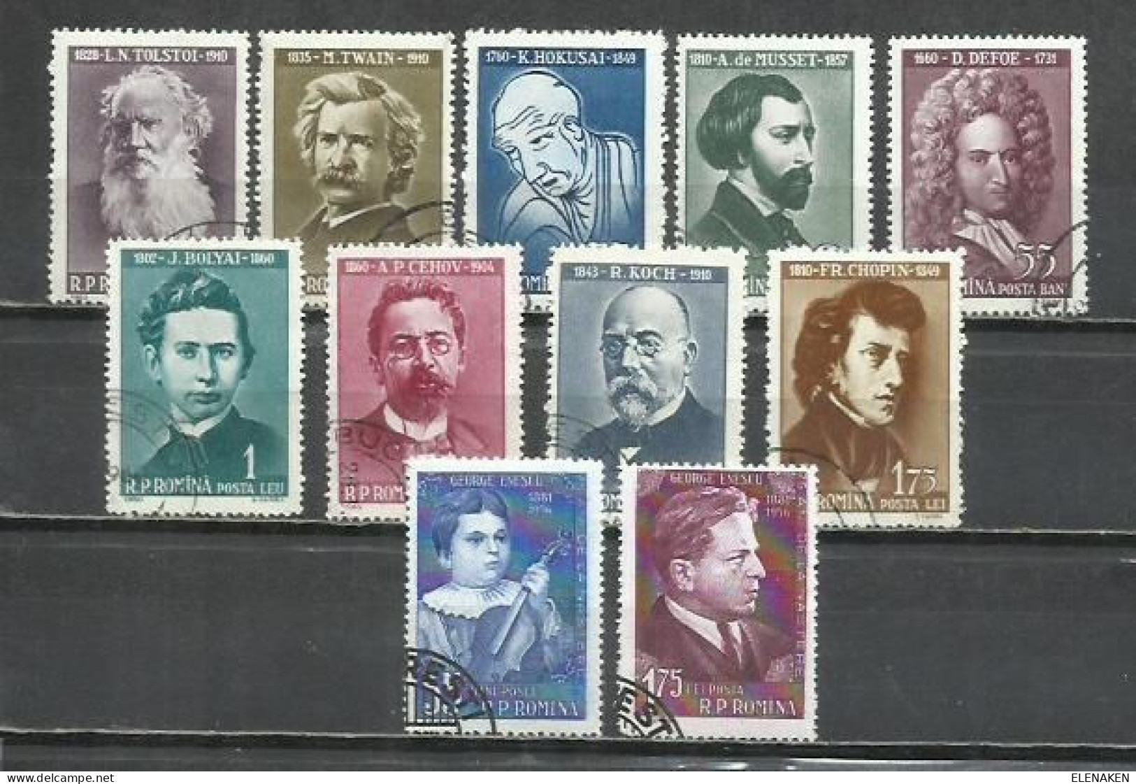 632-2 SERIES COMPLETAS RUMANÍA 1960 Nº 1681/9 PERSONAJES CELEBRIDADES - Usati