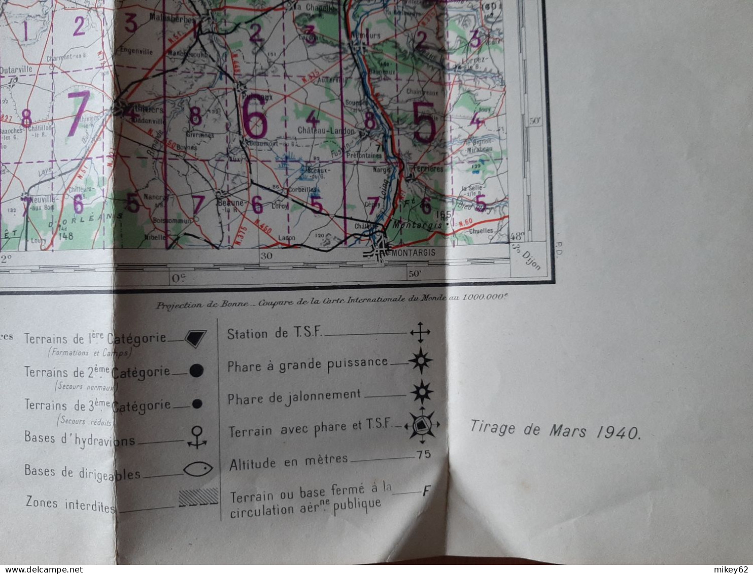 Carte Militaire Type Aviation Paris Tirage 1940 - Cartes Topographiques