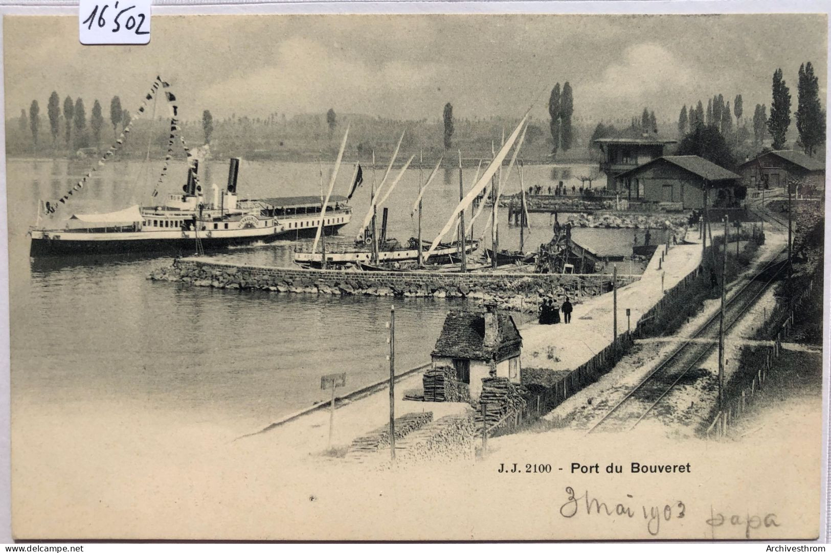 Le Bouveret - Le Port Avec Voiliers Au Mouillage Et Le Vapeur Winkelried Qui Passe (16'502) - Port-Valais