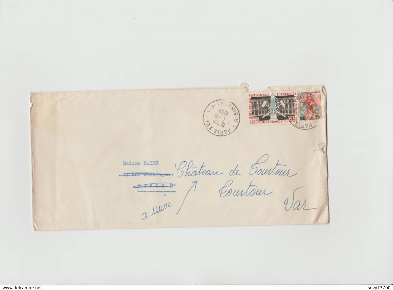 5 Enveloppes Adressées à Mme Raimu - Radio Monte Carlo 1952 - Croix Rouge Monégasque 1958 - Préservez Vos Yeux - Poststempel