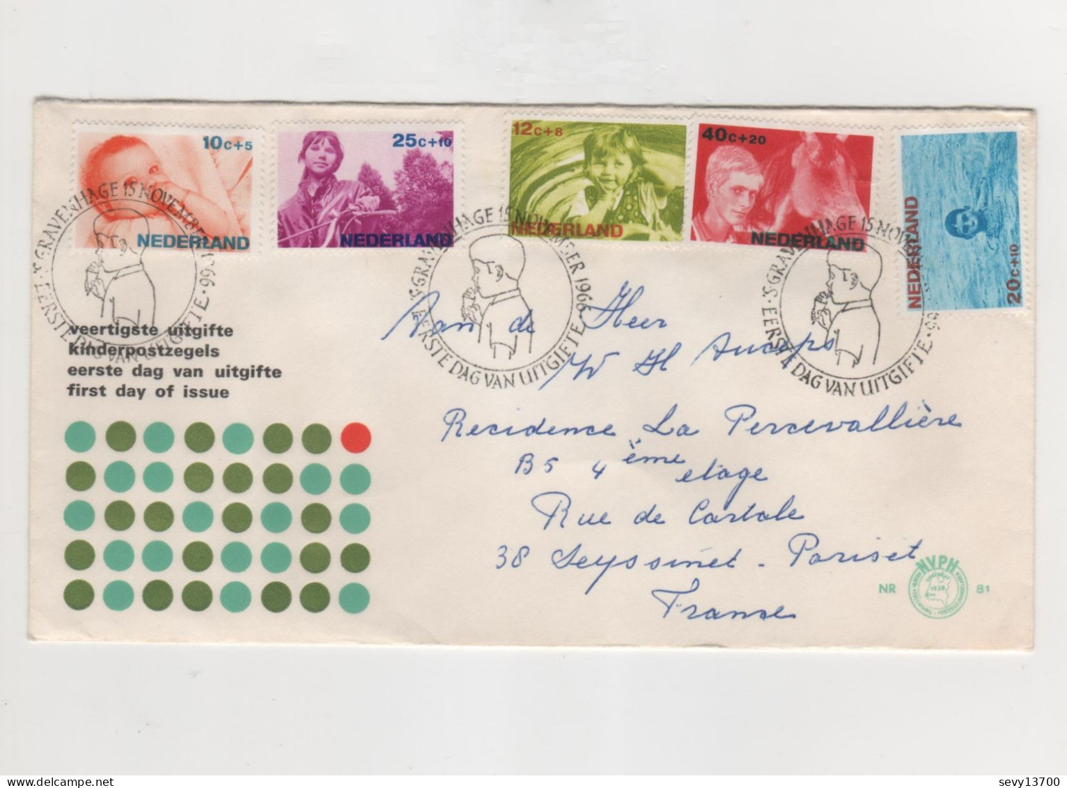 Pays Bas 2 Enveloppes 1er Jour Kinderzegels 1965 Et 1966 - Poststempels/ Marcofilie