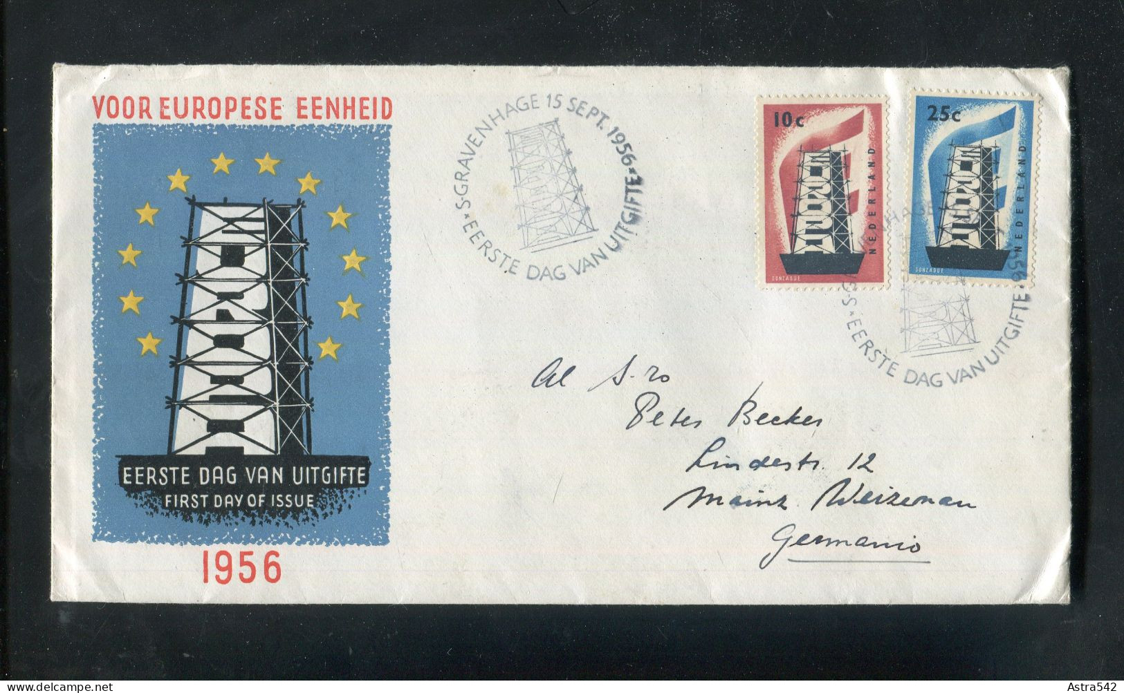 "NIEDERLANDE" 1956, Mi. 683/684 "CEPT" FDC (A0220) - FDC