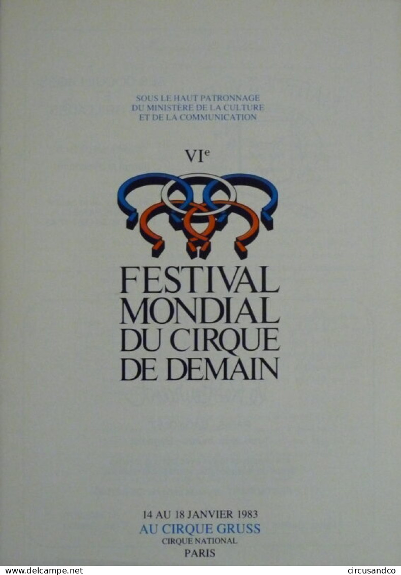 Programme 6ème Festival Mondial Du Cirque De Demain 1983 - Collezioni