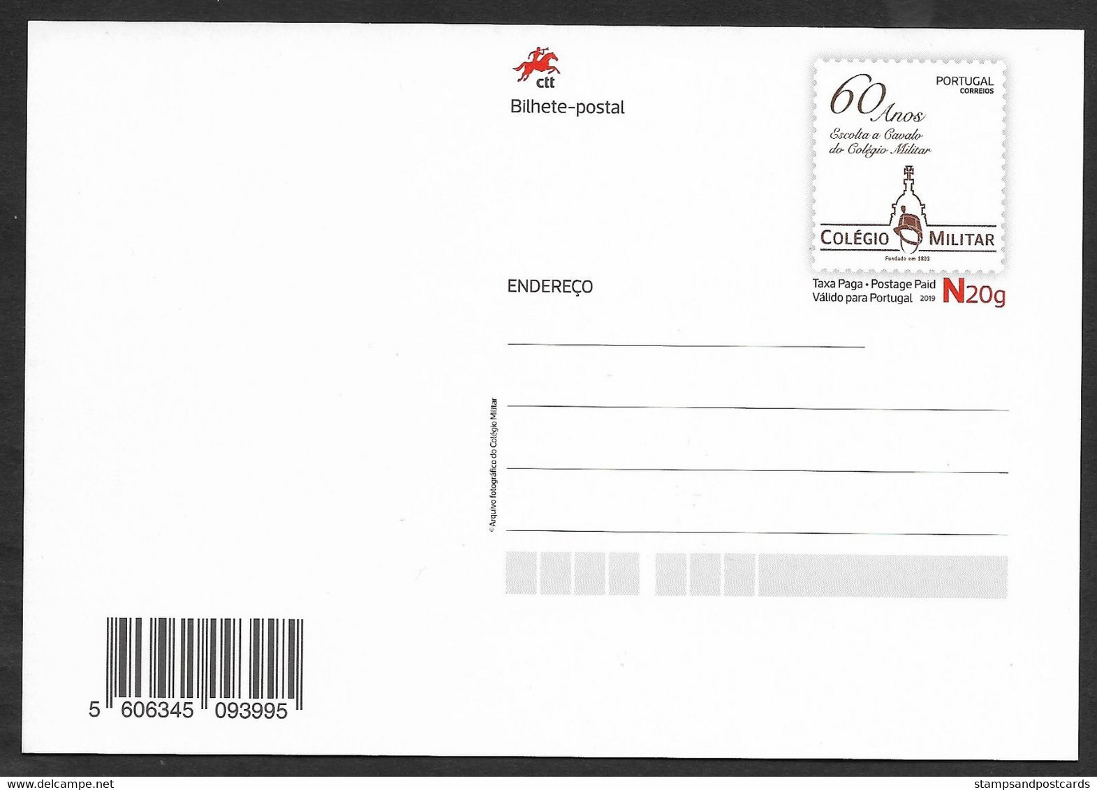Portugal  Escorte à Cheval Du Collège Militaire Entier Postal 2019 Stationery Military College Horse Escort - Postal Stationery