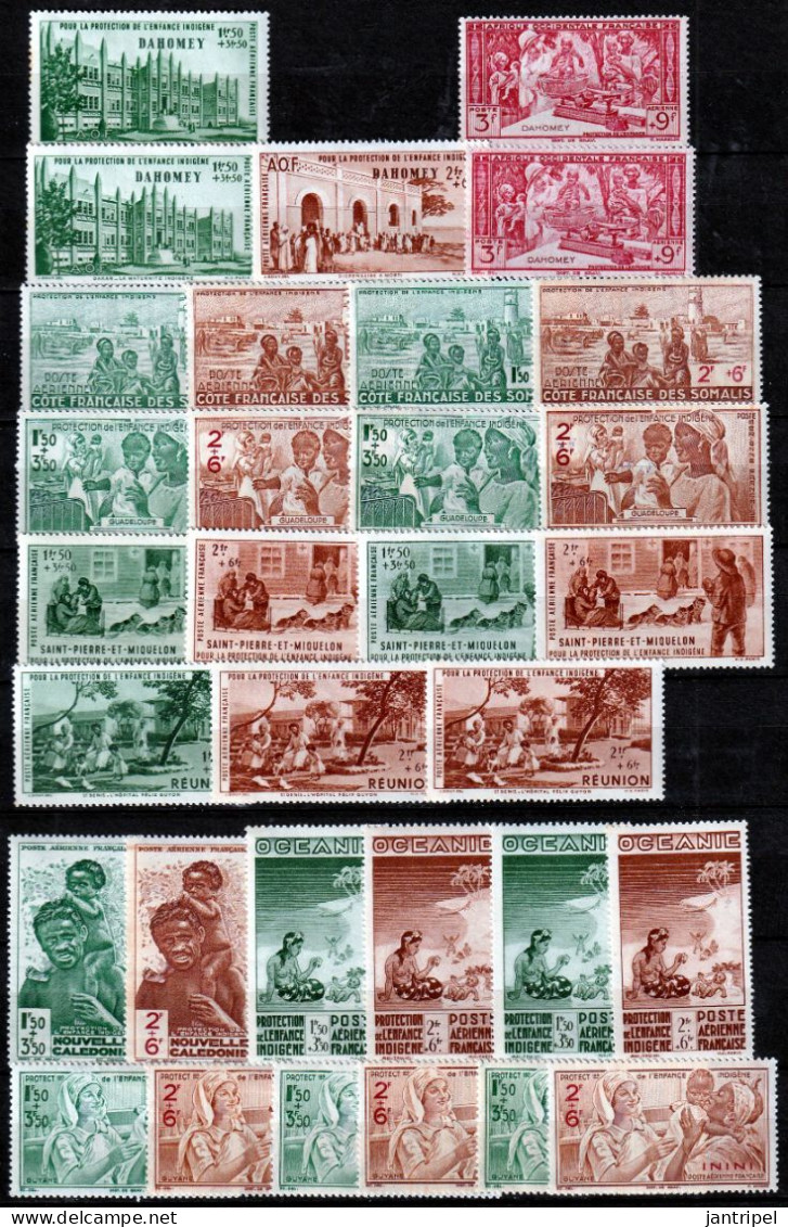 1942  Protection De L'Enfance Indigène & Quinzaine Impériale  + 100 MH/MNH STAMPS LOT OF COMPLETE SETS - 1942 Protection De L'Enfance Indigène & Quinzaine Impériale (PEIQI)