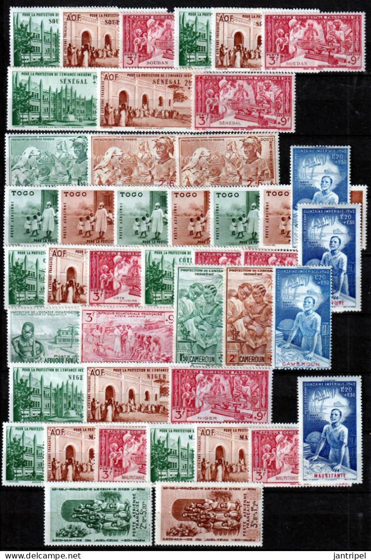 1942  Protection De L'Enfance Indigène & Quinzaine Impériale  + 100 MH/MNH STAMPS LOT OF COMPLETE SETS - 1942 Protection De L'Enfance Indigène & Quinzaine Impériale (PEIQI)