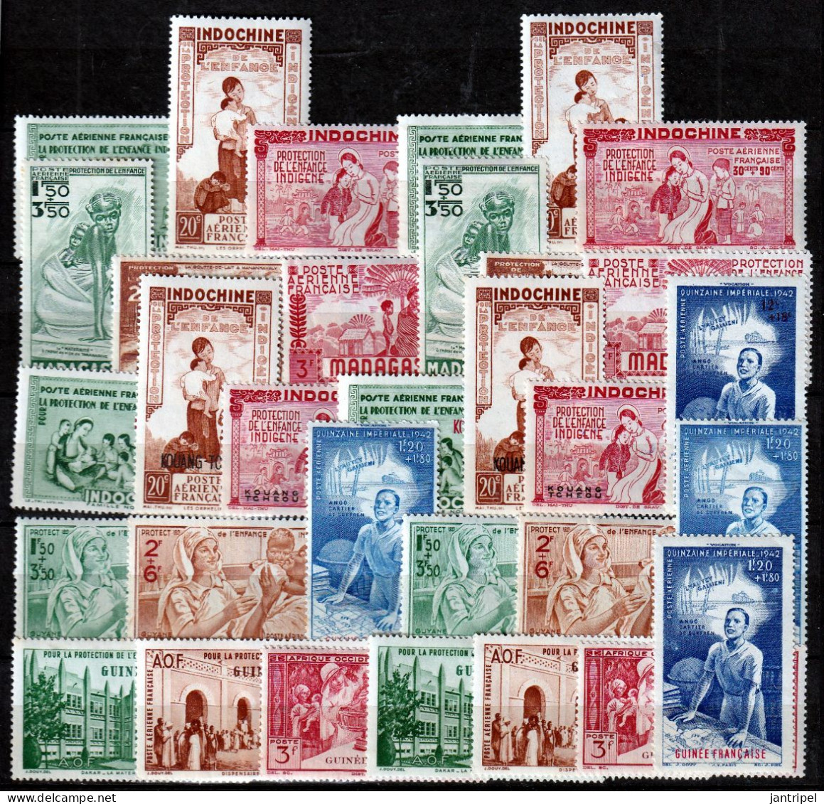 1942  Protection De L'Enfance Indigène & Quinzaine Impériale  + 100 MH/MNH STAMPS LOT OF COMPLETE SETS - 1942 Protection De L'Enfance Indigène & Quinzaine Impériale (PEIQI)