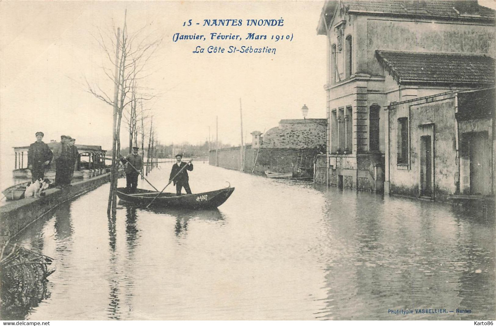 St Sébastien Sur Loire * La Côte St Sébastien * Nantes Inondé Inondations Crue Mars 1910 * Villageois - Saint-Sébastien-sur-Loire