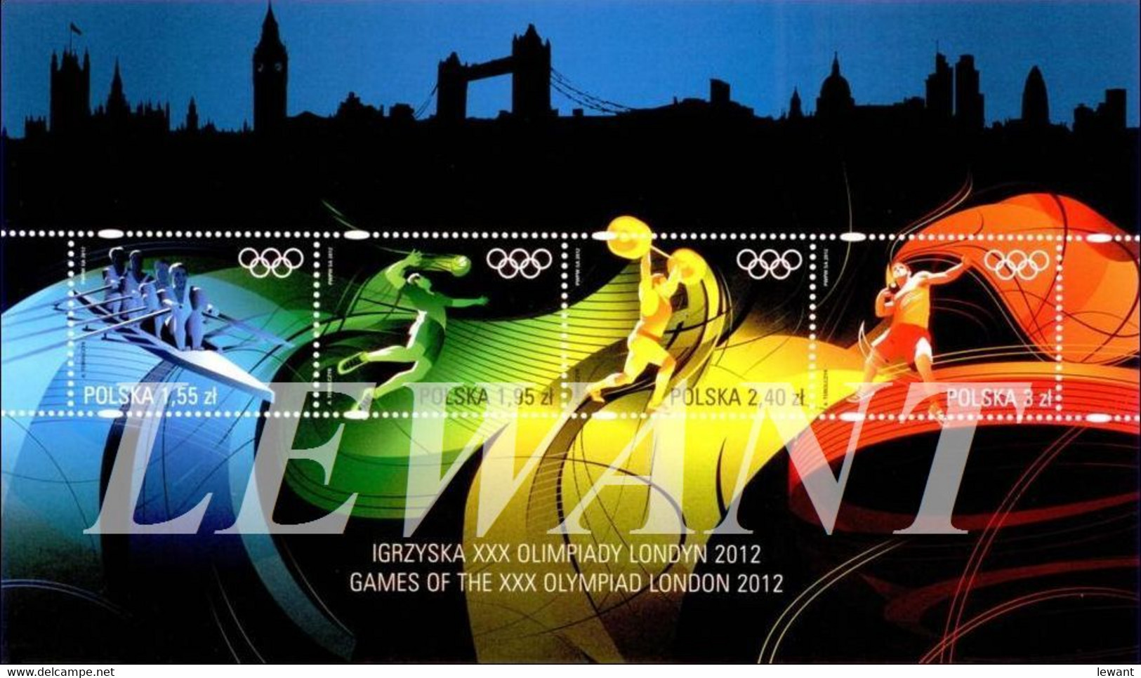 2012.07.27. POLAND - Games Of The XXX Olympiad London 2012 - Rowing, Volleyball, Weightlifting, Shot Put - MNH Sheet - Sommer 2012: London