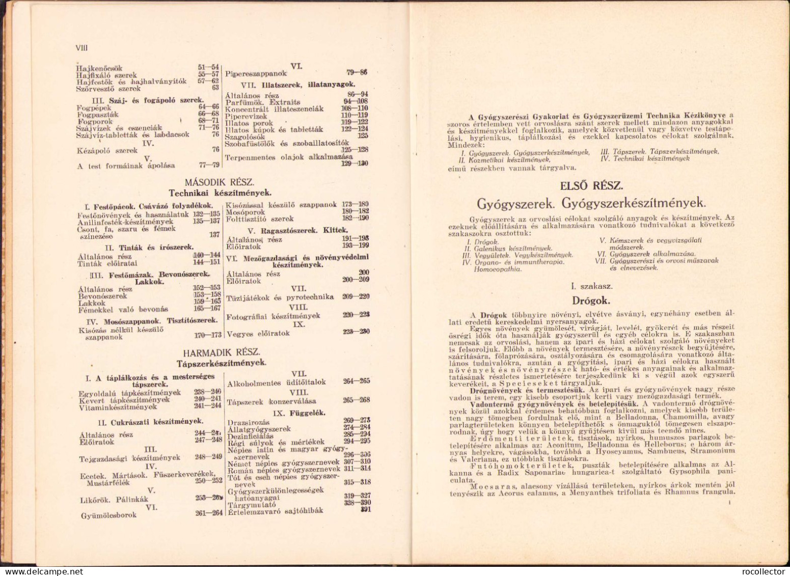 A Gyógyszerészi Gyakorlat és Gyógyszerüzemi Technika Kézikönyve Irta Vondrasek József I Kotet 1925 Budapest 230SP - Old Books