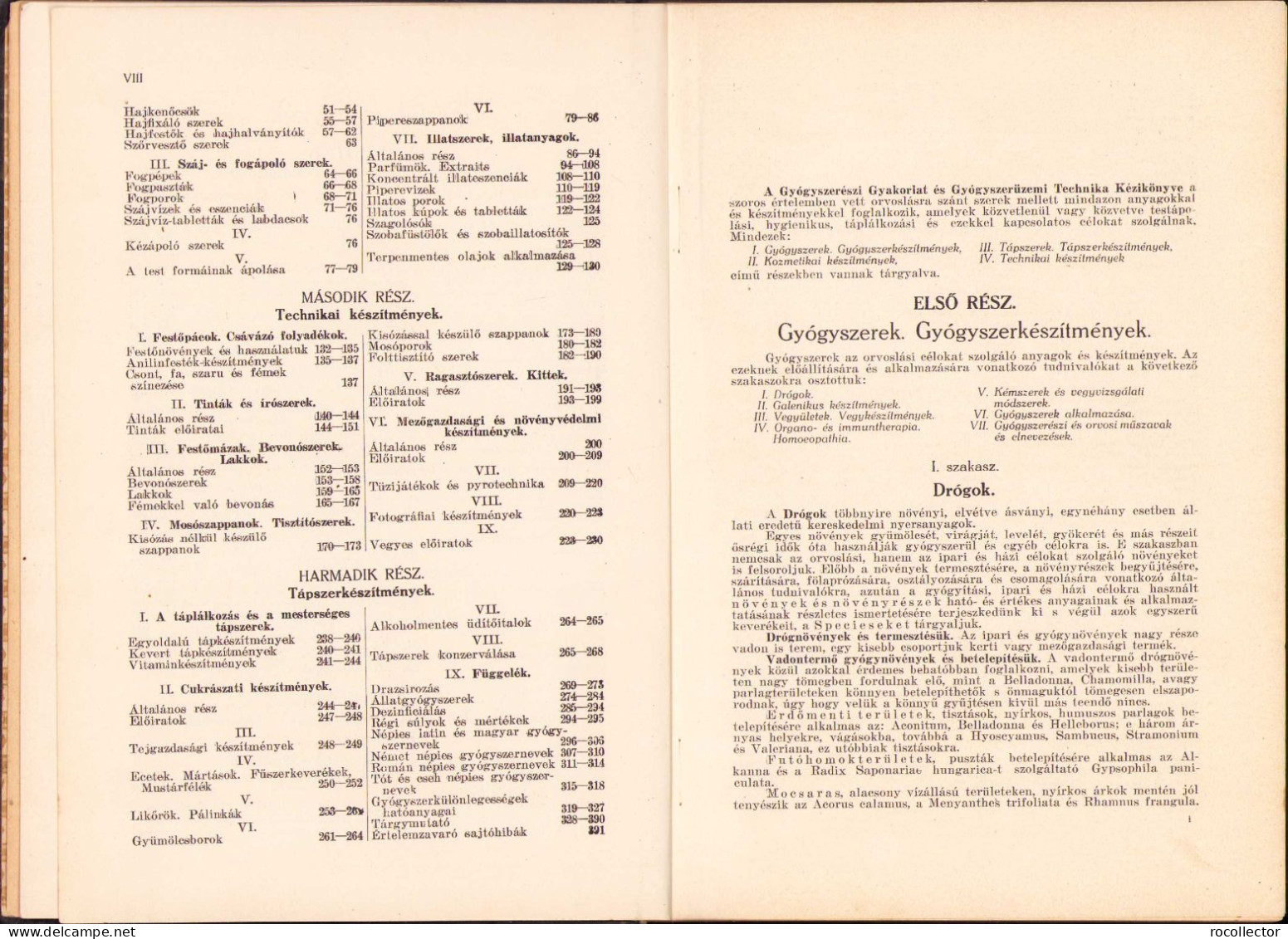 A Gyógyszerészi Gyakorlat és Gyógyszerüzemi Technika Kézikönyve Irta Vondrasek József I Kotet 1925 Budapest 230SP - Livres Anciens