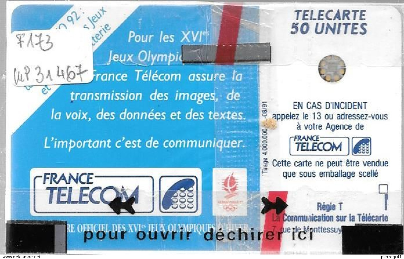 CARTE-PUCE-PUBLIC-F173.540-50U-SC4 An S/E-Trou 6-5 Imp.31467-SAUT A SKI-NSB-TBE-RARE - 1991