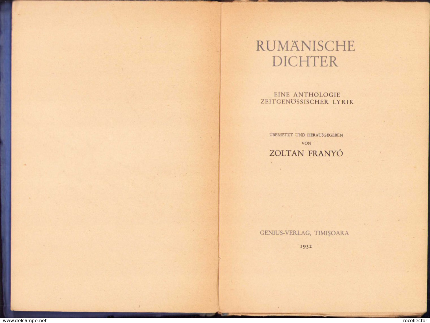 Rumänische Dichter Von Franyó Zoltán, 1932, Temesvar 225SP - Oude Boeken