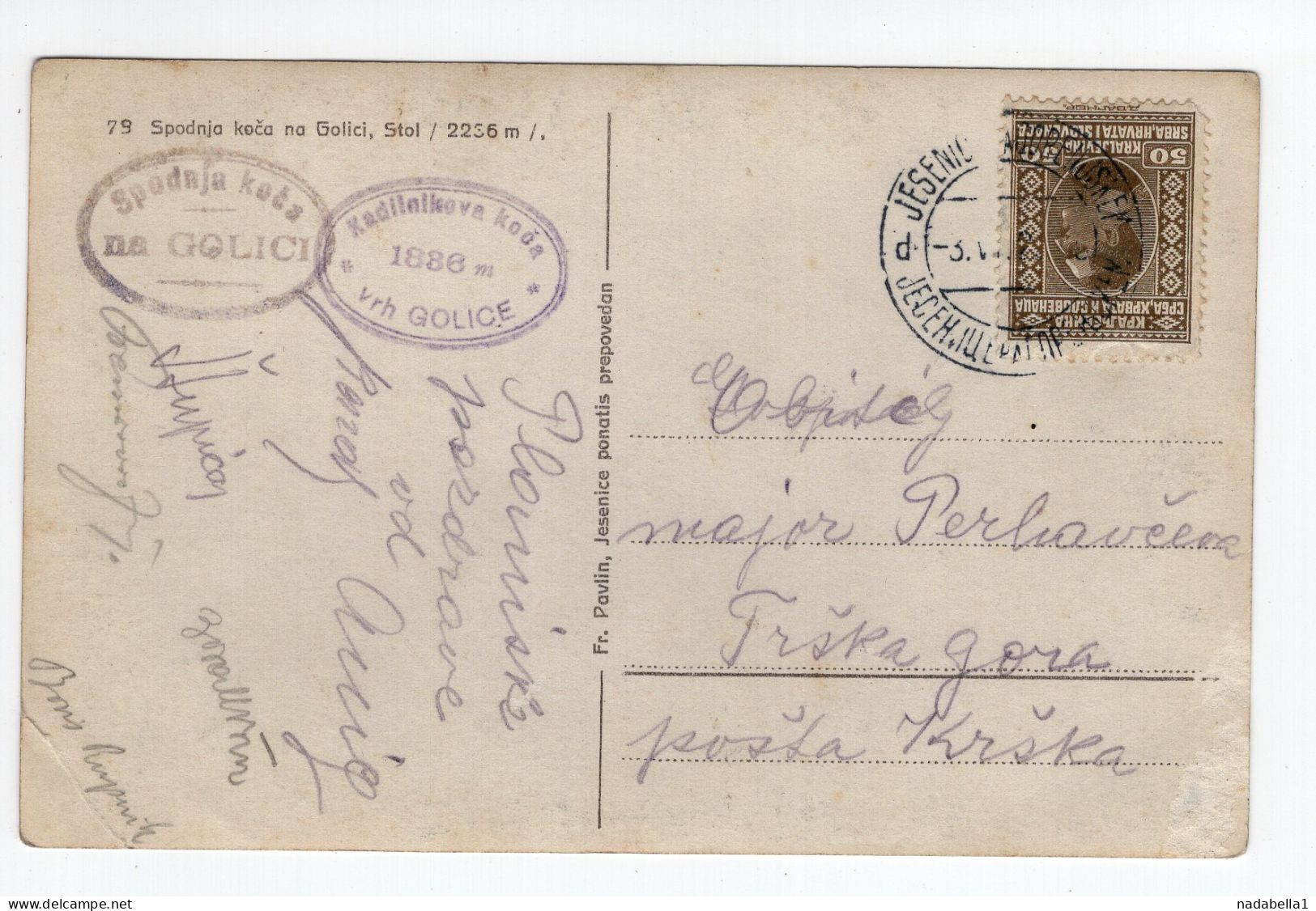 1920s KINGDOM OF SHS,SLOVENIA,JESENICE NA GORENJSKEM,GOLICA,KADILNIKOVA KOCA,POSTCARD,USED - Yugoslavia