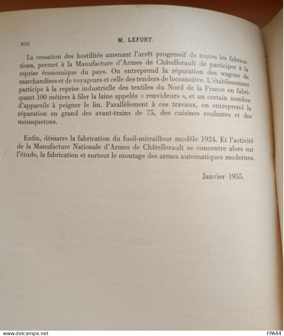 Historique De La Manufacture D'armes De Châtellerault  De 1819 à 1939 - Francese