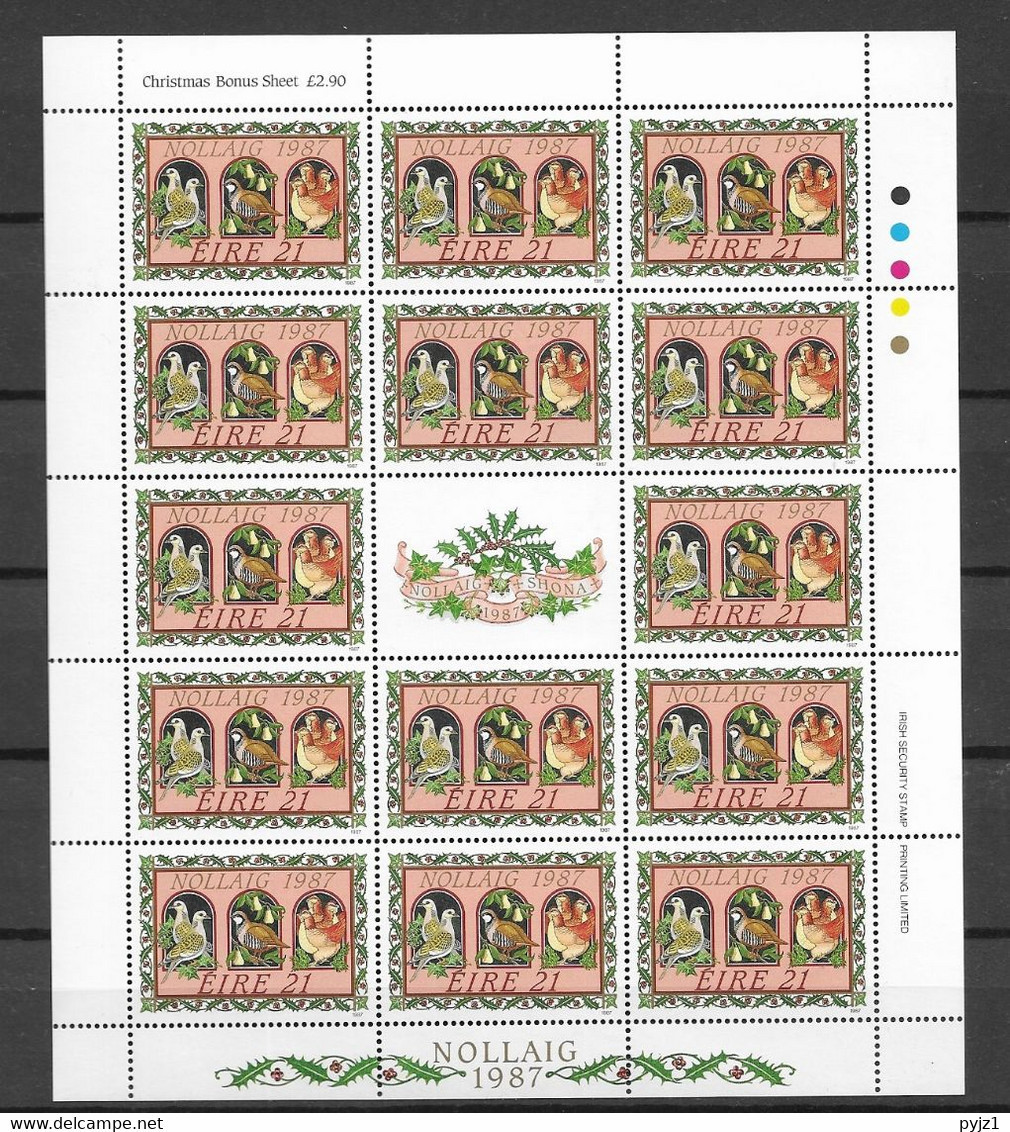 1987 MNH Ireland, Christmas Sheet, Postfris - Blocchi & Foglietti