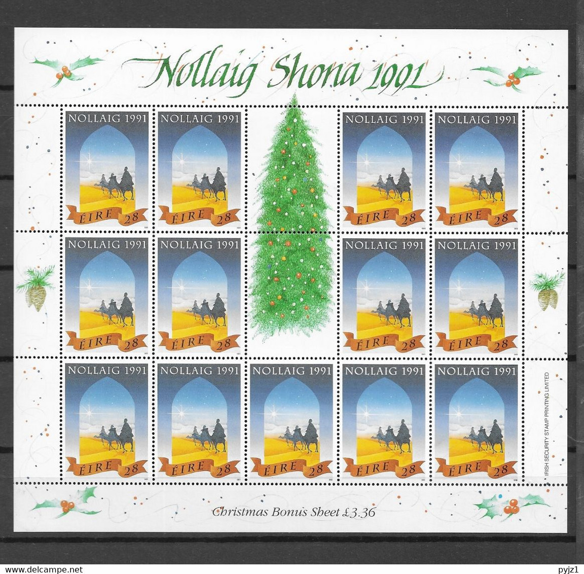 1991 MNH Ireland, Christmas Sheet, Postfris - Blocks & Sheetlets