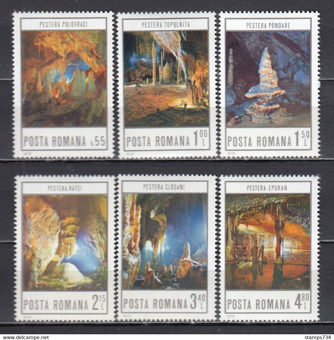 Romania 1978 - Caves In Romania, Mi-Nr. 3536/41, MNH** - Unused Stamps