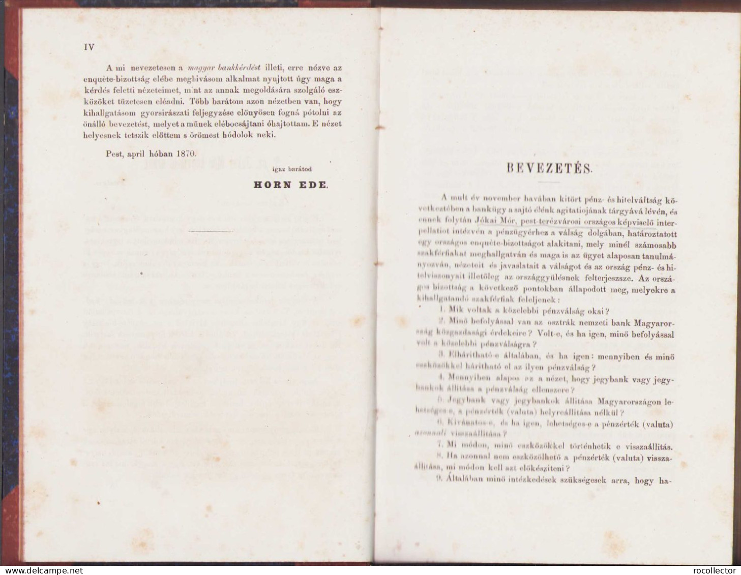 Bankszabadság. Különös Tekintettel A Magyar Bankmozgalomra Irta Horn Ede, 1870, Pest 121SP - Libri Vecchi E Da Collezione