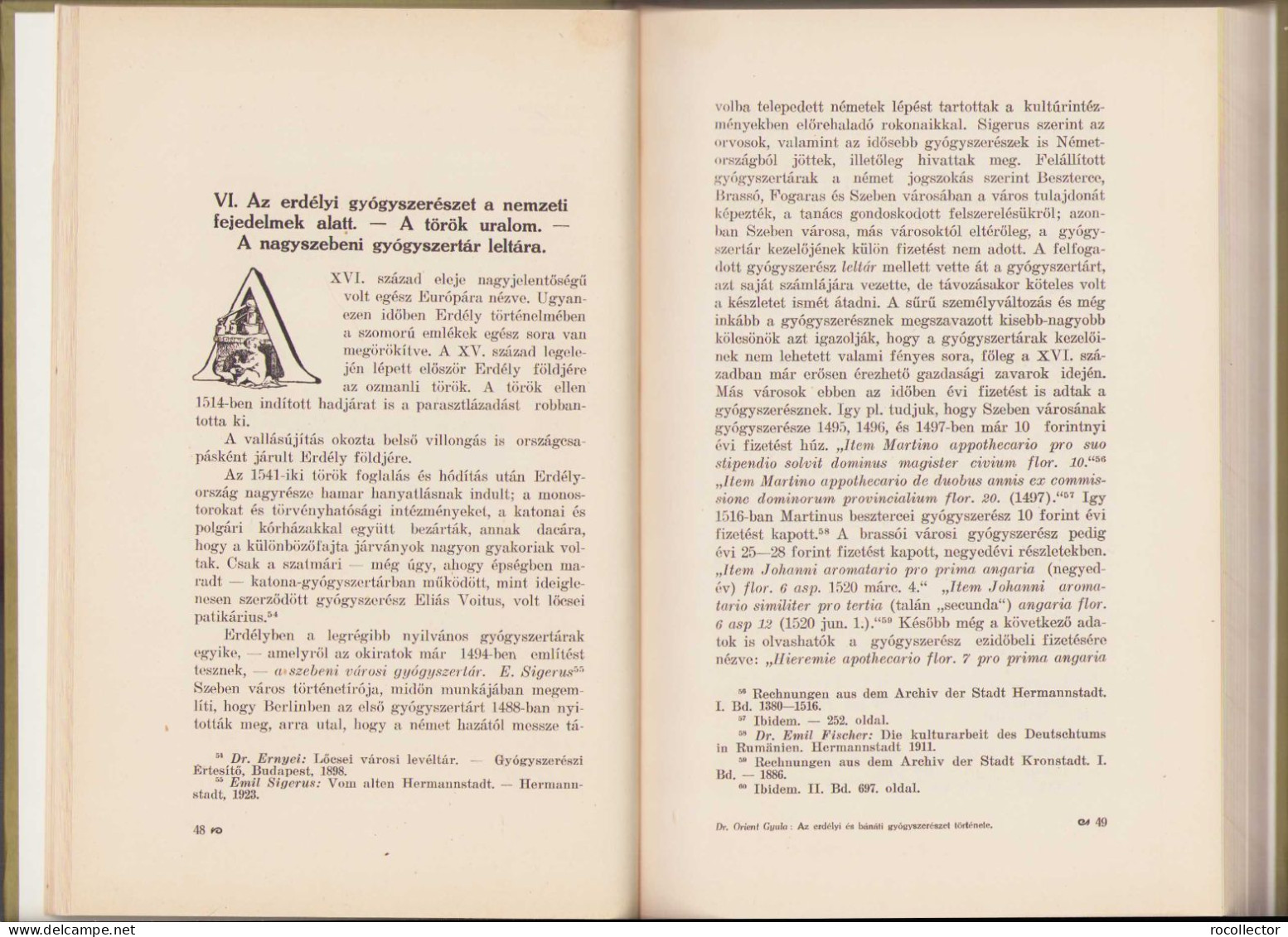 Az Erdély és Bánáti Gyógyszerészet Története Irta Orient Gyula 1928 Kolozsvar 118SP - Libros Antiguos Y De Colección